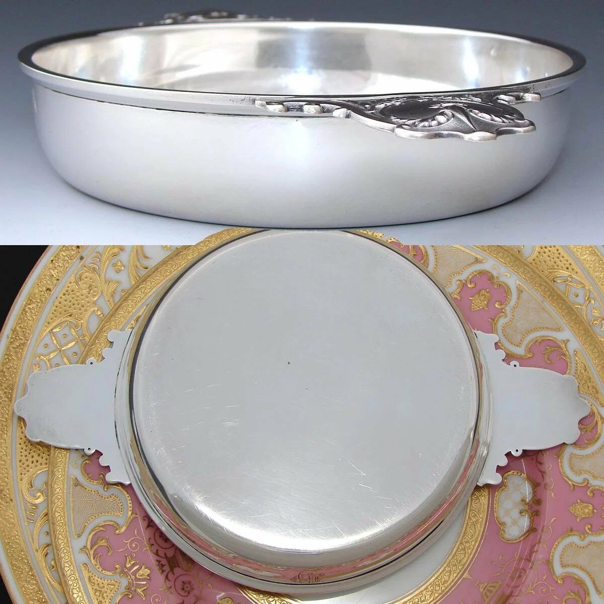 Elegant Antique French Sterling Silver 8 3/8" Wide 'Ecuelle', Serving Dish, Bowl