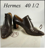 Hermes Low Ankle Boot, Booties, Dark Brown w 2" Heel, US 9.5, EU 40 1/2