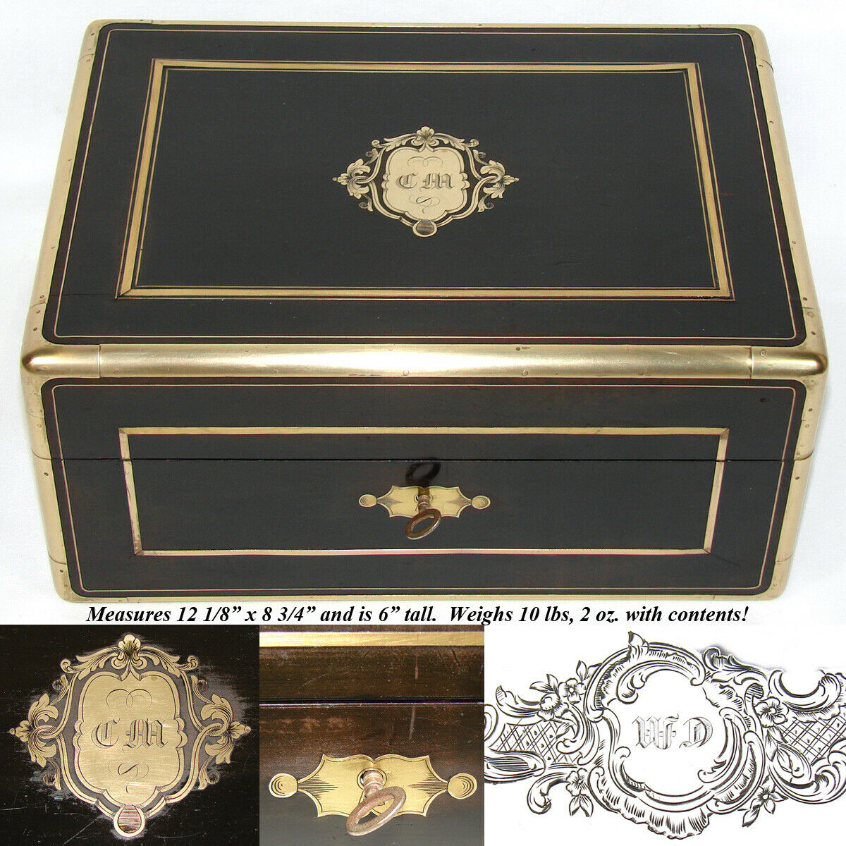 Antique French Taulin Palais Royal Travel Chest, Box, Necessaire, Trousse de Voyage, Sterling Top Jars, Tools +