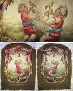 Pair (2) Antique French Aubusson Tapestry Panels, Children, Former Chair Backs