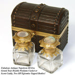 Antique Grand Tour Souvenir Perfume Casket, Two Eglomise Parisian Scene Scents
