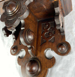 Antique Victorian Era Wall Shelf, Clock, Bracket, Lathe Turned Otnament, 11.75"