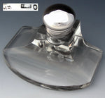 LG Antique .830 (nearly sterling) Silver & Cut Glass 6" Captain's Style Inkwell