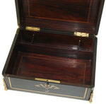 Elegant Antique French Napoleon III 11.5” Writer’s Work Box, Ornate Boulle Inlay