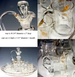 Antique French HP Liqueur Service, Decanter, 8 Cups, Tray: Lily of the Valley