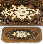 Fabulous Antique Hand Carved Black Forest Glove Box, Unique, Monogram A M