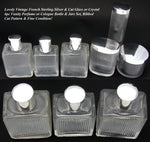 Vint. French Sterling Silver & Cut Glass 6pc Vanity Set, Jars & Perfume Bottles