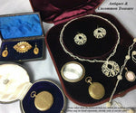 Antique Georgian to Victorian 3-Strand Seed Pearl Parure, Necklace, Earrings