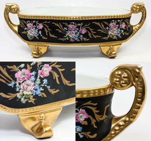 LG 13.5" Antique Hand Painted Limoges, France, French Centerpiece, Gold Enamel