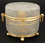 Antique French Scent Caddy, Casket in Crackle or Overshot Glass, Perfume Bottle