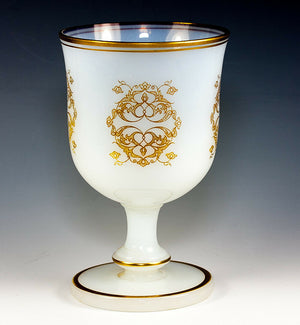 Antique French Opaline Marriage Goblet, Large and Excellent Condition