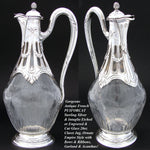 Antique French PUIFORCAT Sterling Silver & Intaglio Glass Claret Jug, Empire