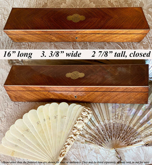 Rare Antique French Kingwood 16" Long Document or Fan Box, Table Coffret, Huge!