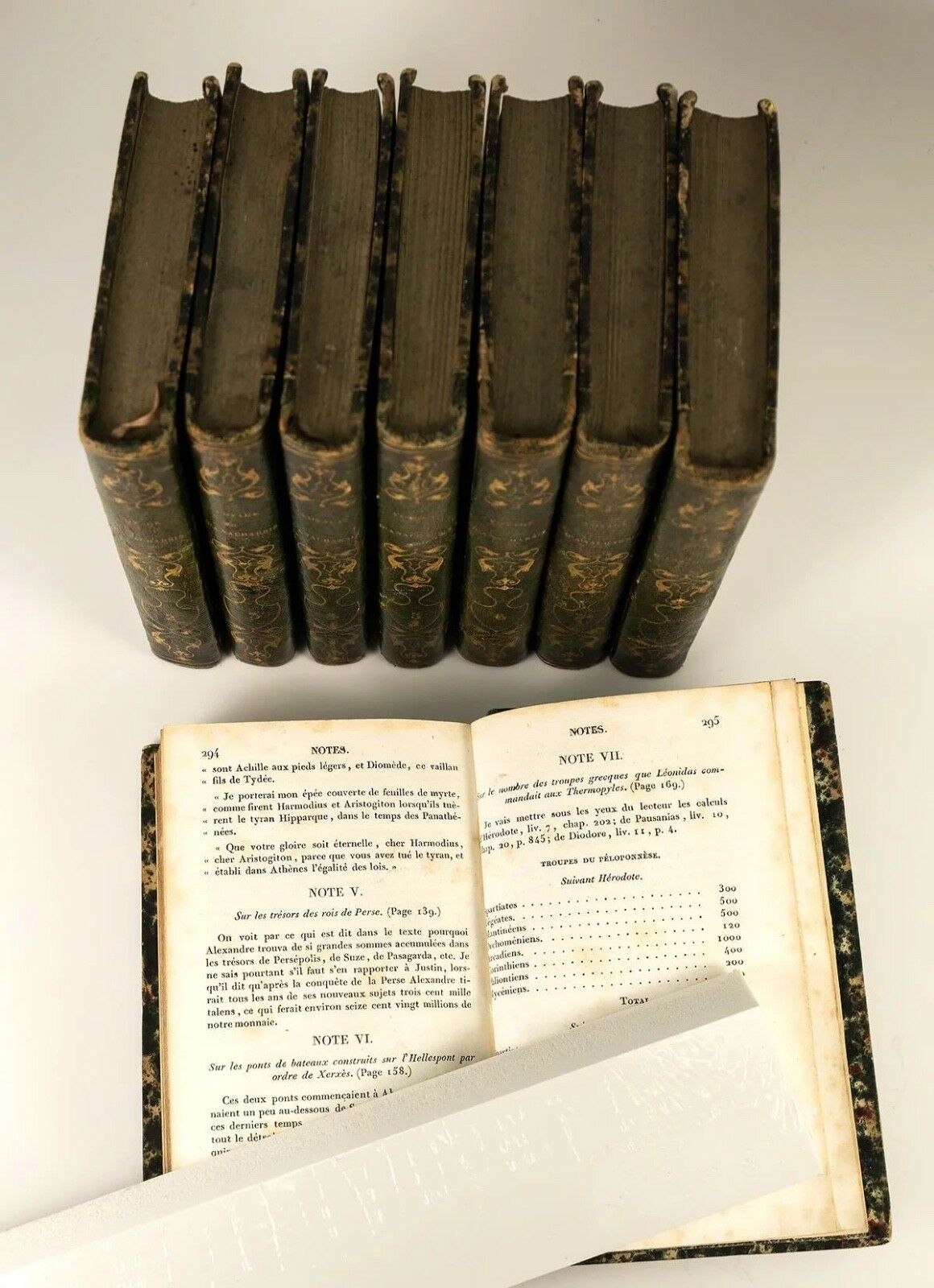 French Books, 8 Volumes, c 1830, Greece "Voyage du Jeune Anacharsis, En Grèce"