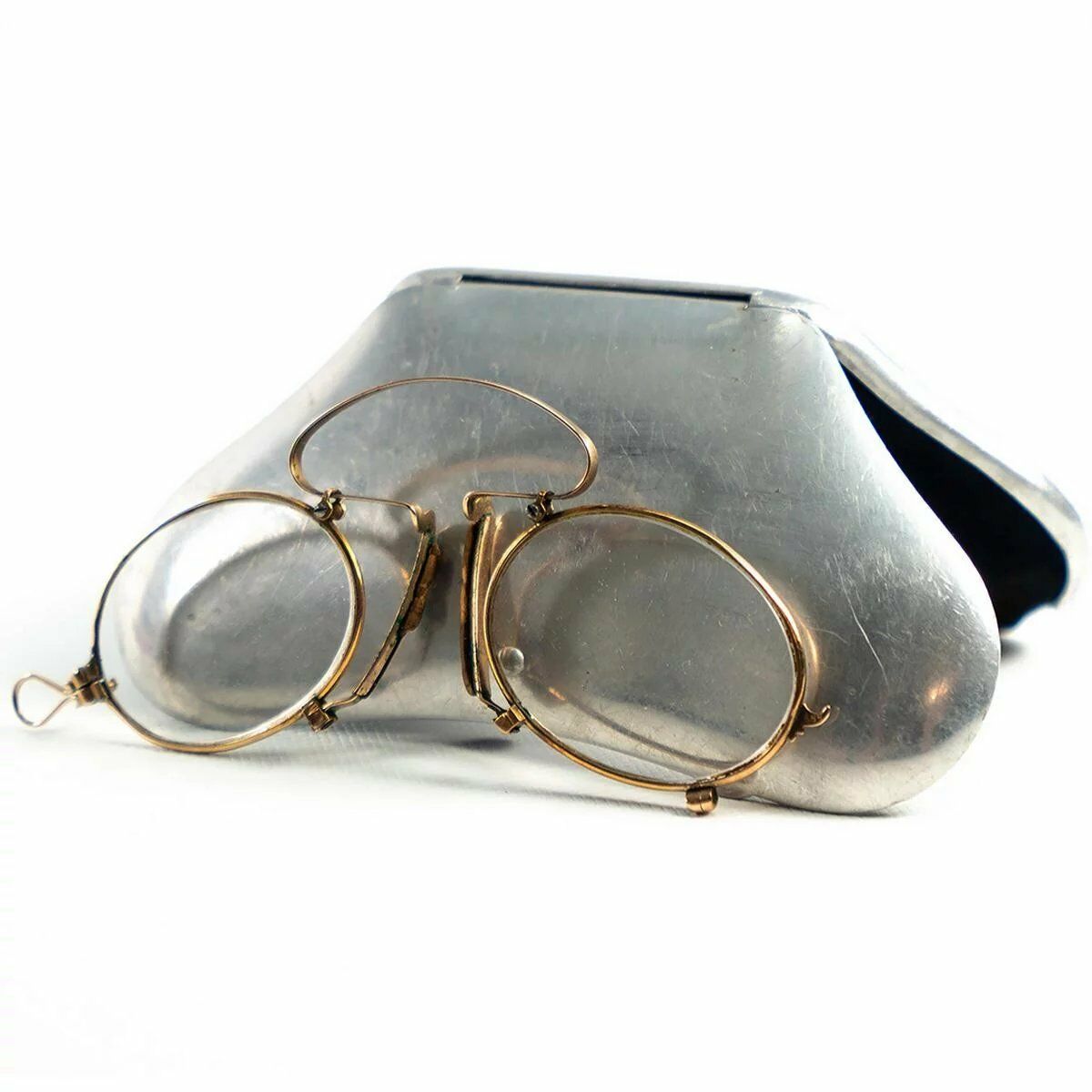Antique 14K Gold Folding Spectacles, Pince Nez Reading Glasses and