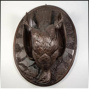 Antique 19th C. Hand Carved Black Forest Game Bird, Plaque, Fruits of the Hunt