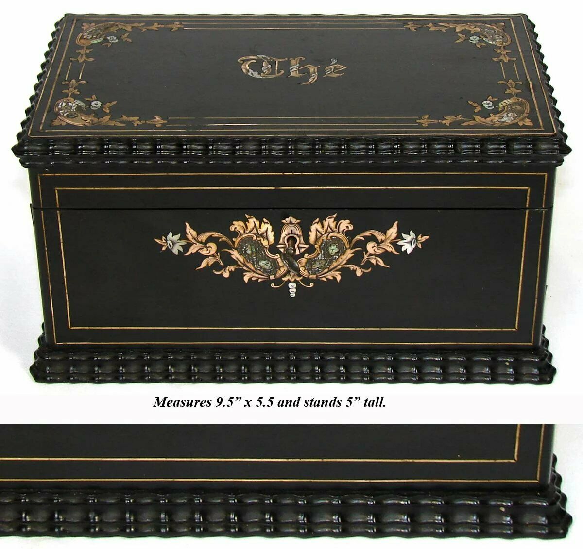 Antique French Charles X Era Double Well Tea Caddy, Boulle Style Inlay