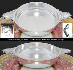 Elegant Antique French Sterling Silver 8 3/8" Wide 'Ecuelle', Serving Dish, Bowl