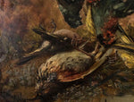 Antique French Oil Painting, Nature Still Life of Birds, Impressionist, Signed