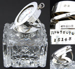 Antique Brilliant Cut Crystal & Sterling Silver 3.5" Inkwell, Pocket Watch Displ