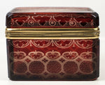 Antique Bohemian Ruby Flash & Wheel Engraved Spa or Souvenir Box, Sugar Casket