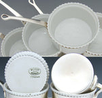 Antique French Palais Royal Marked 6pc SP & Porcelain Ramekin Set, Orig. Box