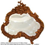 Gorgeous Vint. 1918 French Carved 22" Dresser or Boudoir Vanity Mirror, Rococo