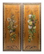 Pair (2) 42" Tall Wood Panels, Oil Painting & Wildlife Scenes, Victorian Frames