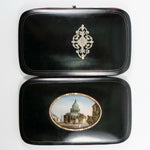 Antique French Cigar or Spectacles Case, Eglomise View of The Pantheon, Sorbonne