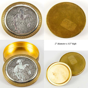 Antique French Pill, Patch or Snuff Box, Engraved, Jean-Baptiste Greuze Milkmaid