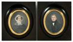 PAIR: LG Antique Signed French Portrait Miniature (2), Couple, Adele de La Hitte