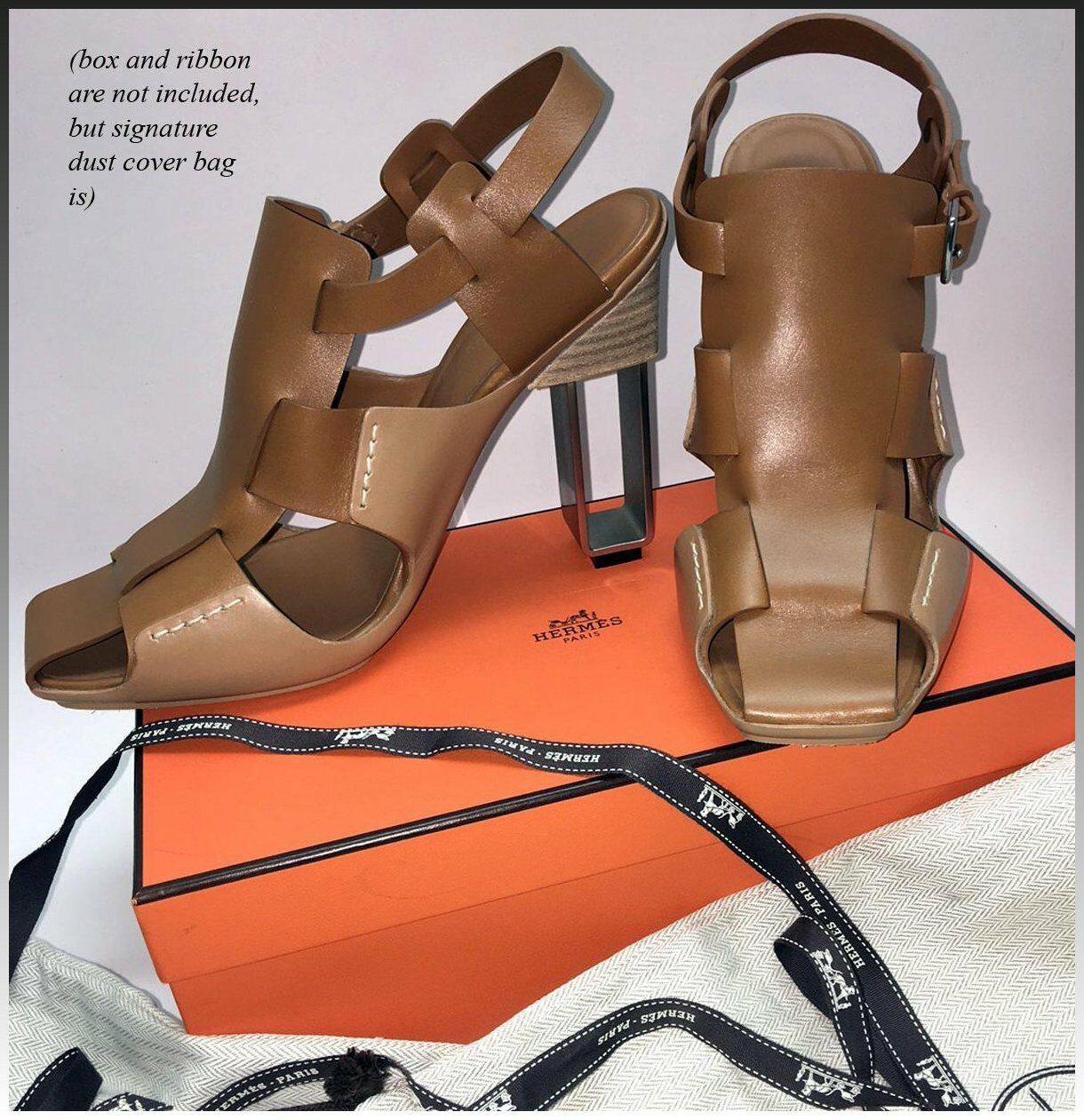 Hermes Sandals, Booties, US 8.5 to 9, EU 39, Saddle Leather, Open Architecture