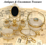Antique French Scent Caddy, Casket in Crackle or Overshot Glass, Perfume Bottle