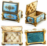 Celeste Blue! Antique TAHAN, Paris, French Kiln-fired Enamel Jewelry Casket, Box