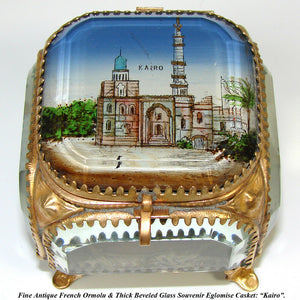 Antique French Eglomise Paris Souvenir Casket, Box: “Kairo", 1889 World Expo