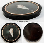 Antique French Hand Painted Portrait Miniature, Medal, in 18k Gold Mat Snuff Box