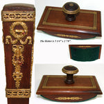 Rare Antique French 6pc Mahogany & Gilt Ormolu Writer's Desk Set, Empire Style