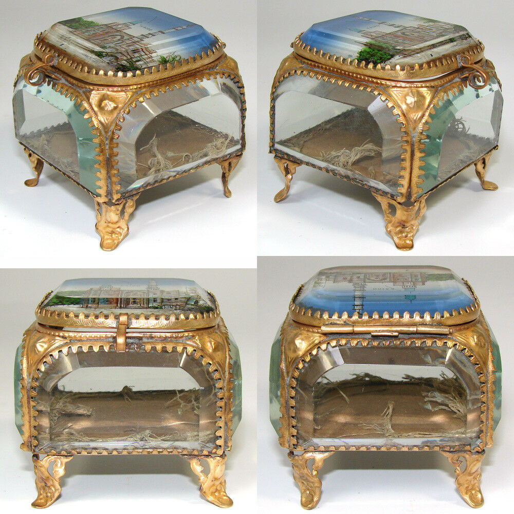 Antique French Eglomise Paris Souvenir Casket, Box: “Kairo", 1889 World Expo