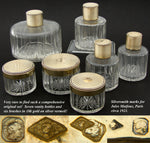 Rare Vintage French 18k Gold on Sterling Silver Vermeil 13pc Vanity Set, Bottles