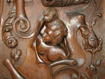 Antique Hand Carved LG Walnut Wood Panel, Figural Woman's Bust, Italian, French