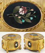 Fine Antique Pietra Dura Jewelry Box, Casket, 5 Perfect Mosaic Plaques, Italy