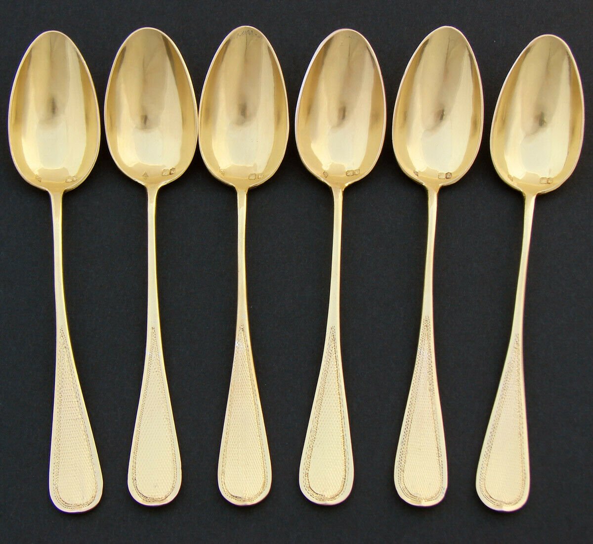 Antique French 18k Gold on Silver Vermeil 6pc Coffee or Teaspoon Set