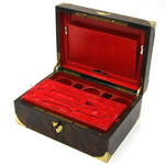 Museum Antique Napoleon Era Campaign Dressing Box, Rich Burl & Brass Inlay