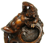 Antique French Carved Wood Cherub or Putti Figure, 6 7/8" Pocket Watch Display