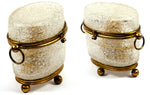 Antique French Scent Caddy, Casket in Crackle or Overshot Glass, Perfume Bottle