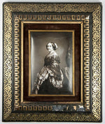 Antique French Photo Technique, Enamel on Convex Plaque, 1/2 Plate Daguerreotype