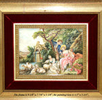 Antique French Miniature Painting, "The Shepherd's Gift" by Francois Boucher