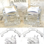 HUGE Antique Brilliant Cut Crystal & Sterling Silver Inkwell PAIR, Boar Heraldry