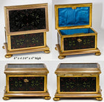 Antique French Pietra Dura & Bronze Jewelry Casket, Box, Painted Marble