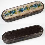 Antique Victorian French Beadwork, Beaded Spectacles Case, Leather for Specs